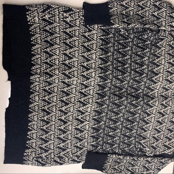 Cynthia Rowley Wool Alpaca south West Santa Fe fire black white cardigan sweater - Picture 7 of 10